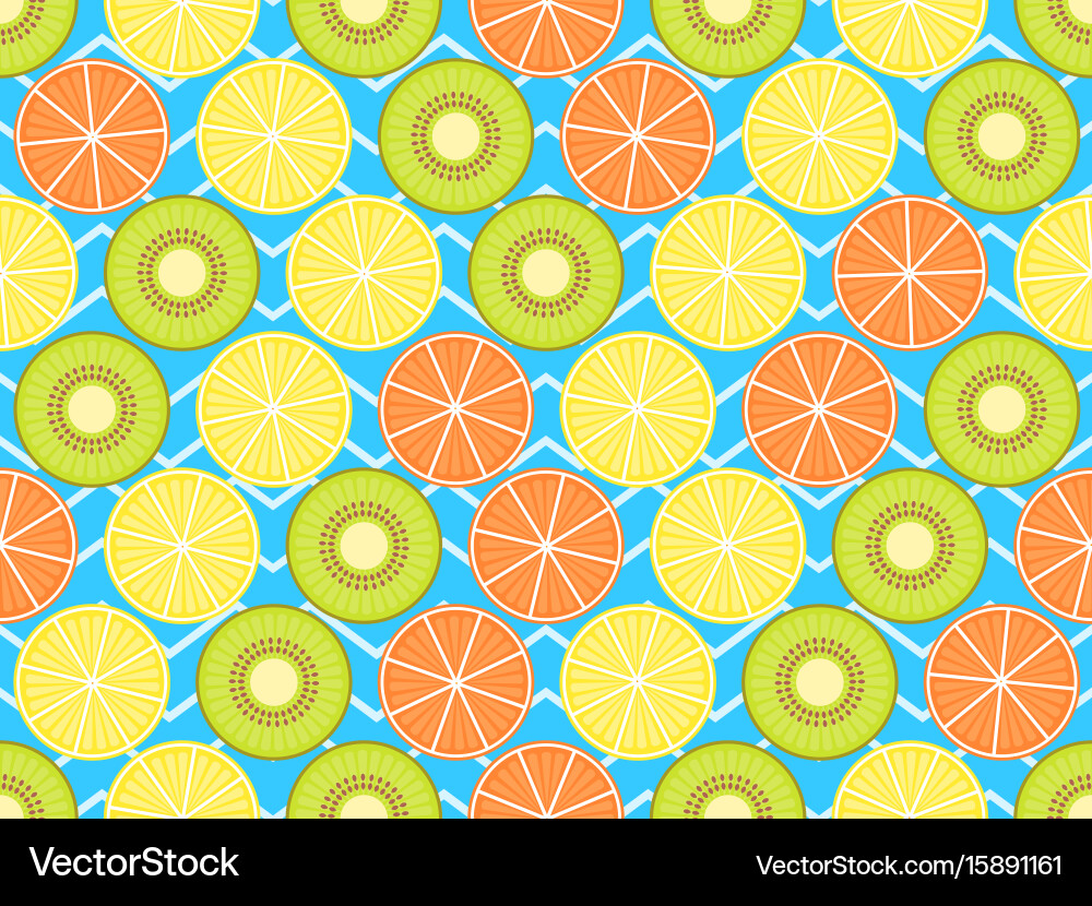 Seamless pattern with oranges kiwi and lemon Vector Image