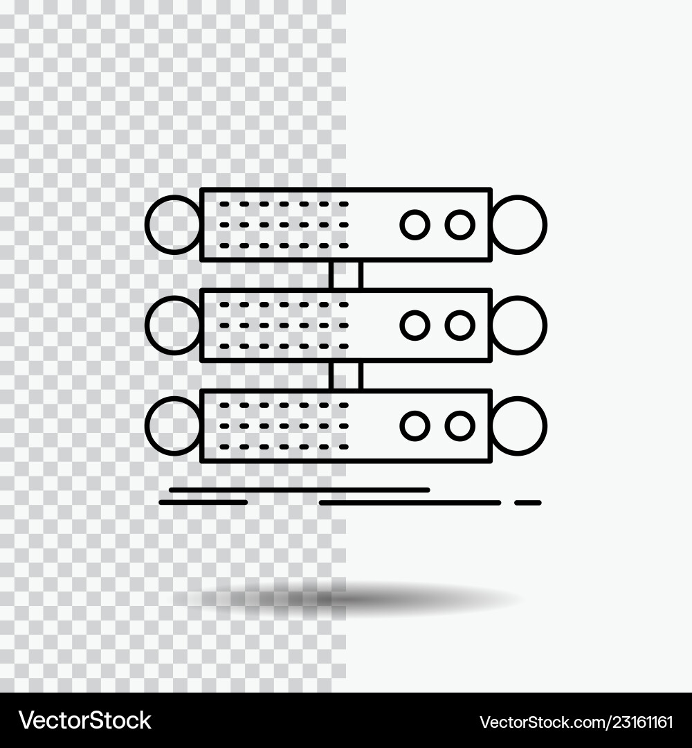 Server structure rack database data line icon Server structure rack database data line icon vector image