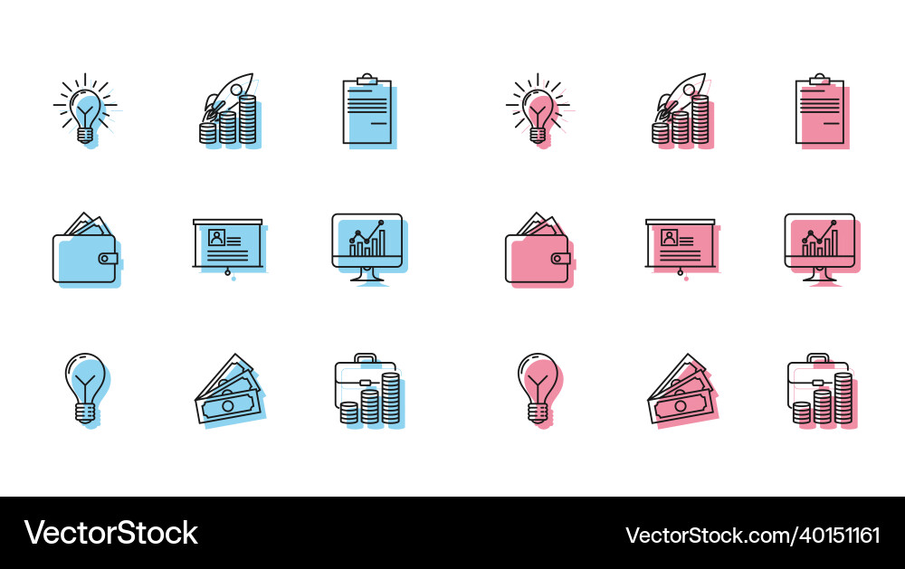 Set line light bulb with concept of idea rays Vector Image