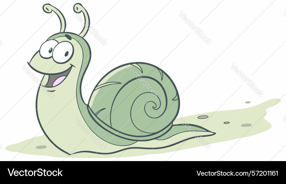 Smiling snail character with a spiral shell vector image