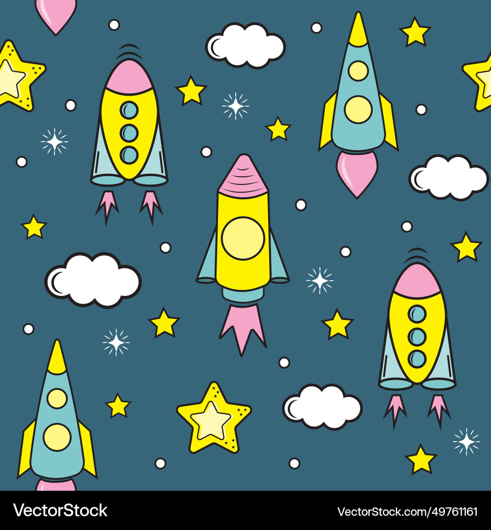 Space elements seamless pattern background Vector Image