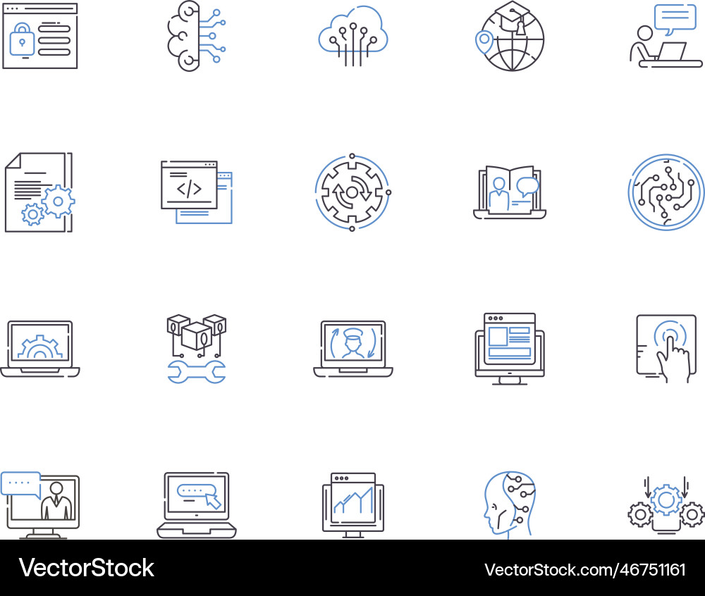 Web-Programmierung Umriss Icons Sammlung vektorbild
