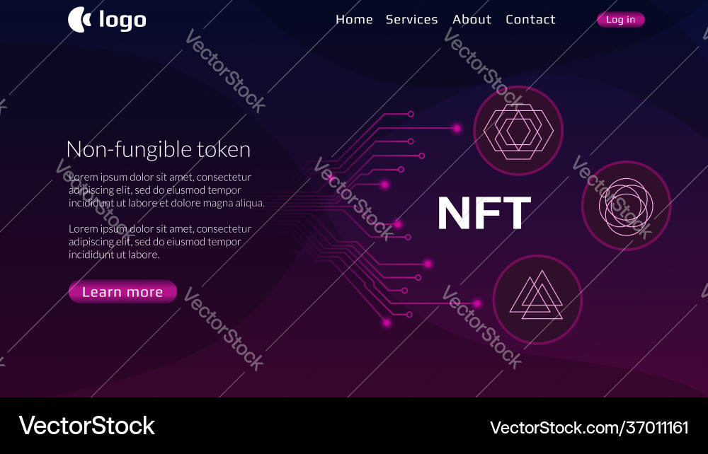 Website header template for nft nonfungible tokens Website header template for nft nonfungible tokens vector image