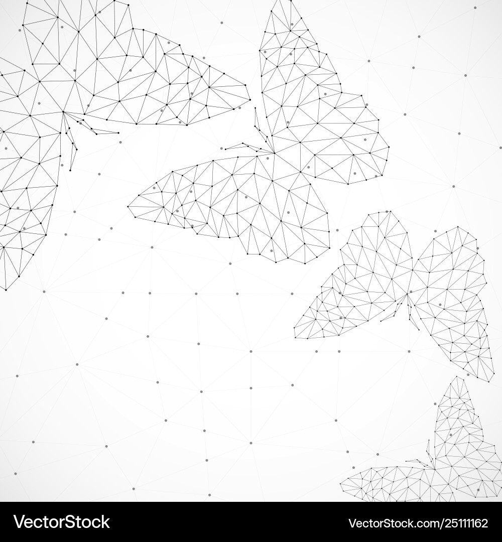 Abstract background with butterflies lines Vector Image