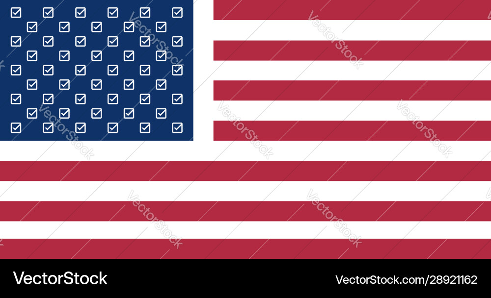 American flag with check mark symbols instead American flag with check mark symbols instead vector image