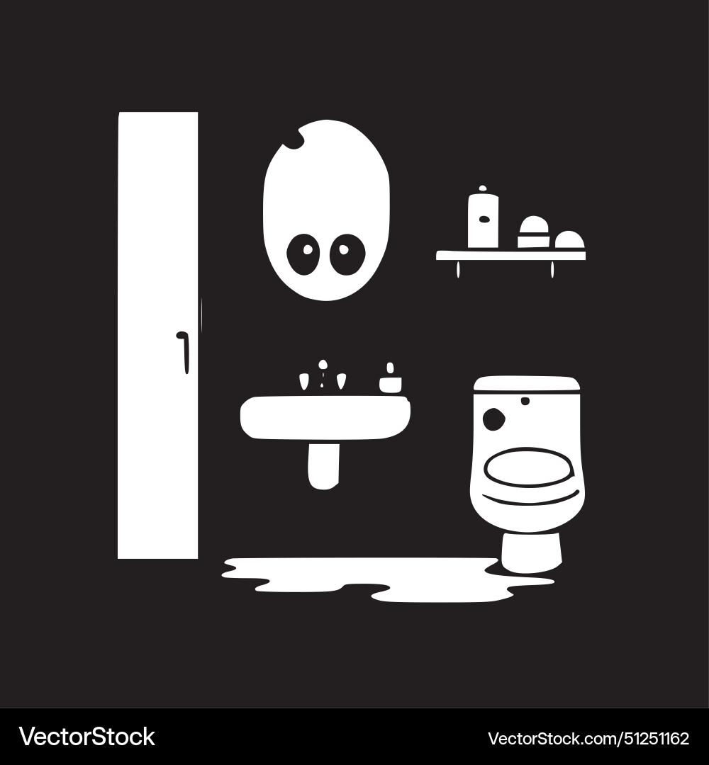 Bathroom - black and white Royalty Free Vector Image