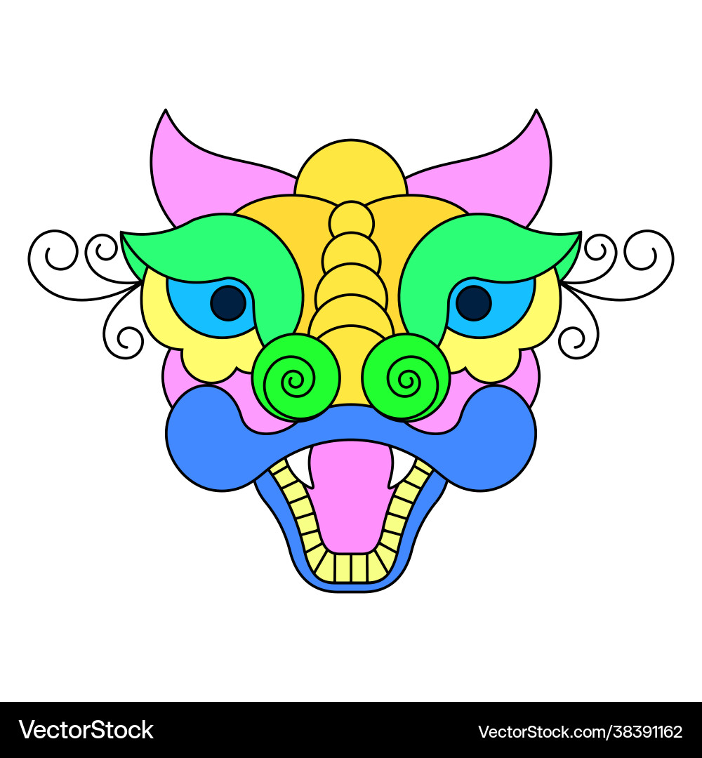 Chinese new year lion dance head flat Chinese new year lion dance head flat vector image