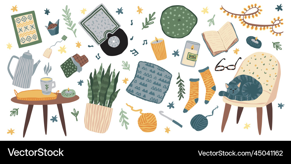 Coffee love winter comfort hygge collection Coffee love winter comfort hygge collection vector image