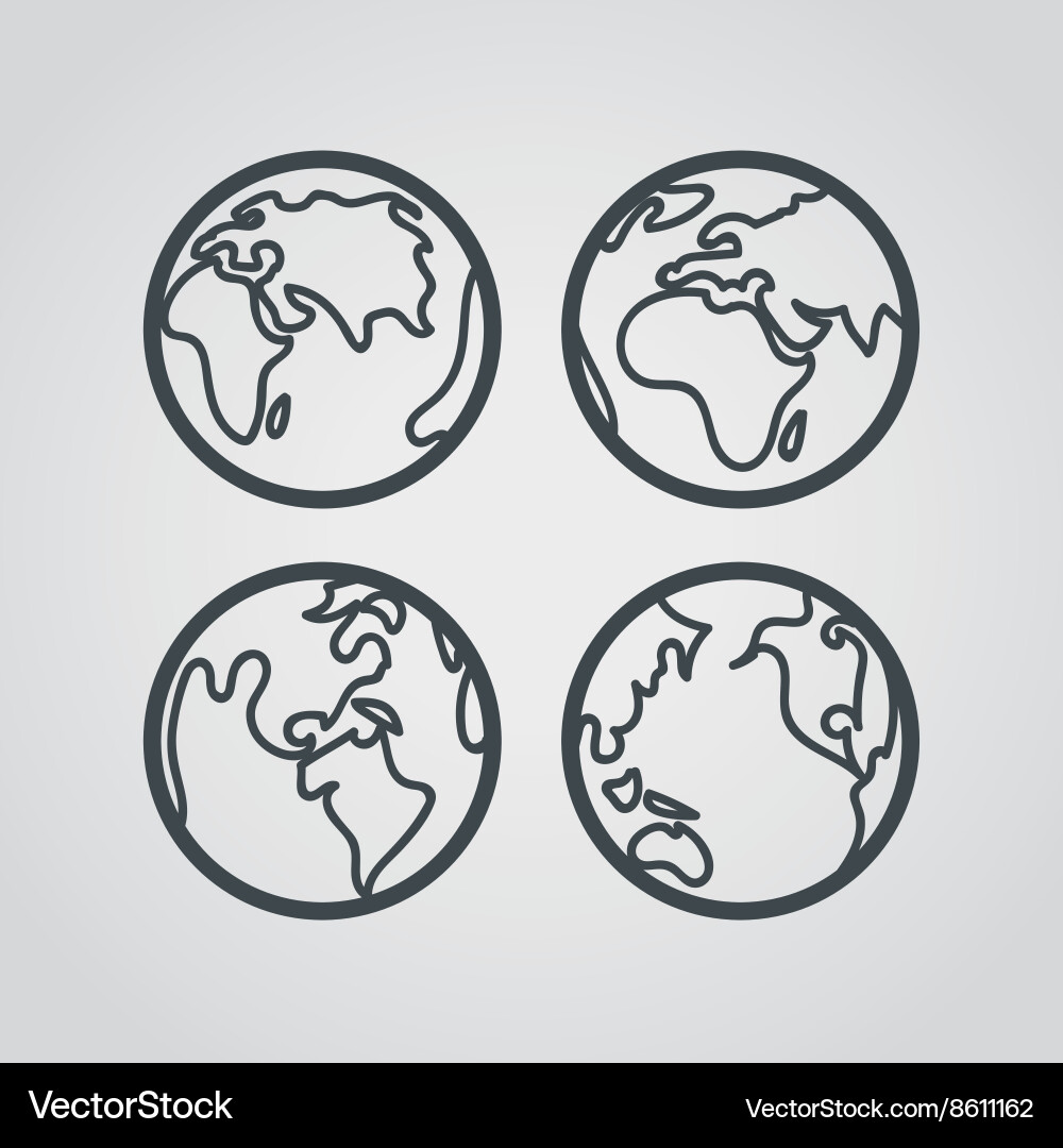 Earth web icons collection round lineart design Vector Image