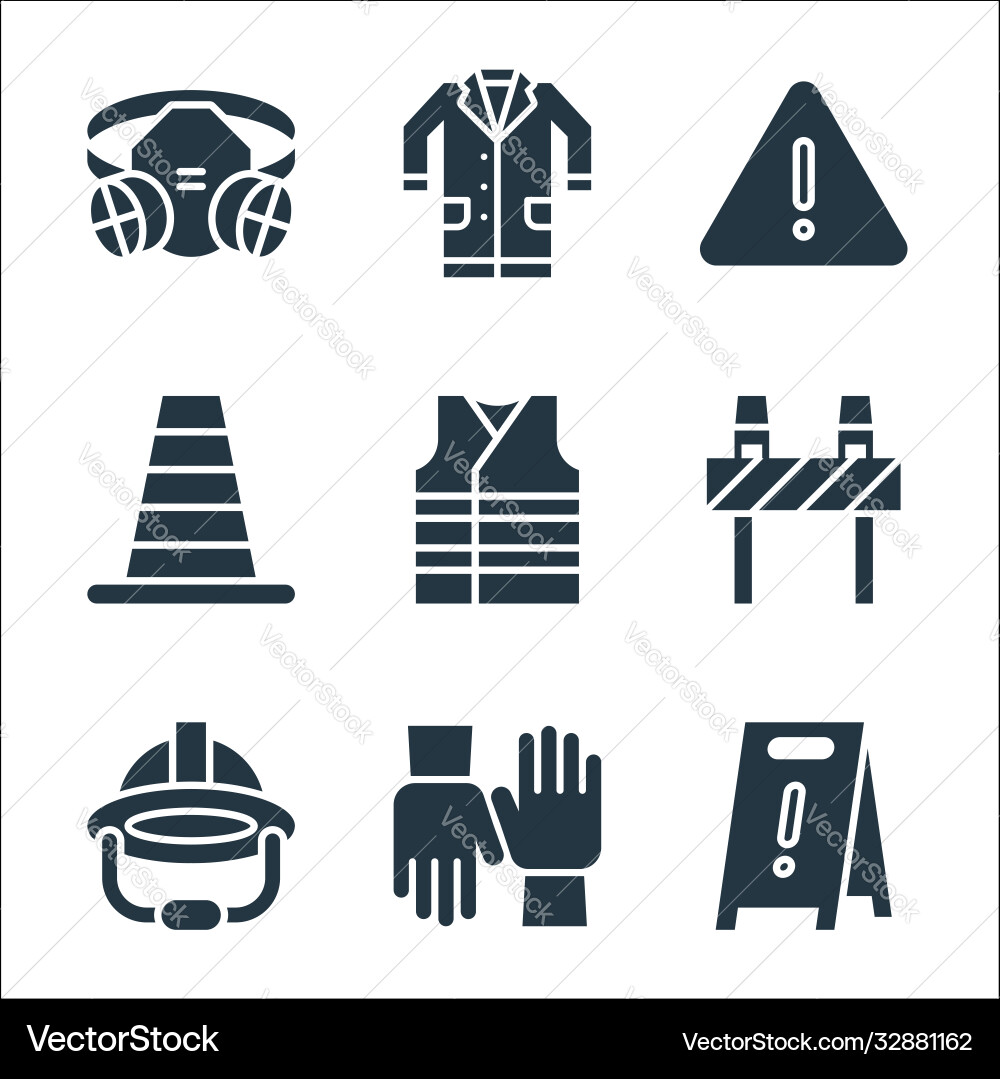 Flat rescue and protective line icons linear set Vector Image