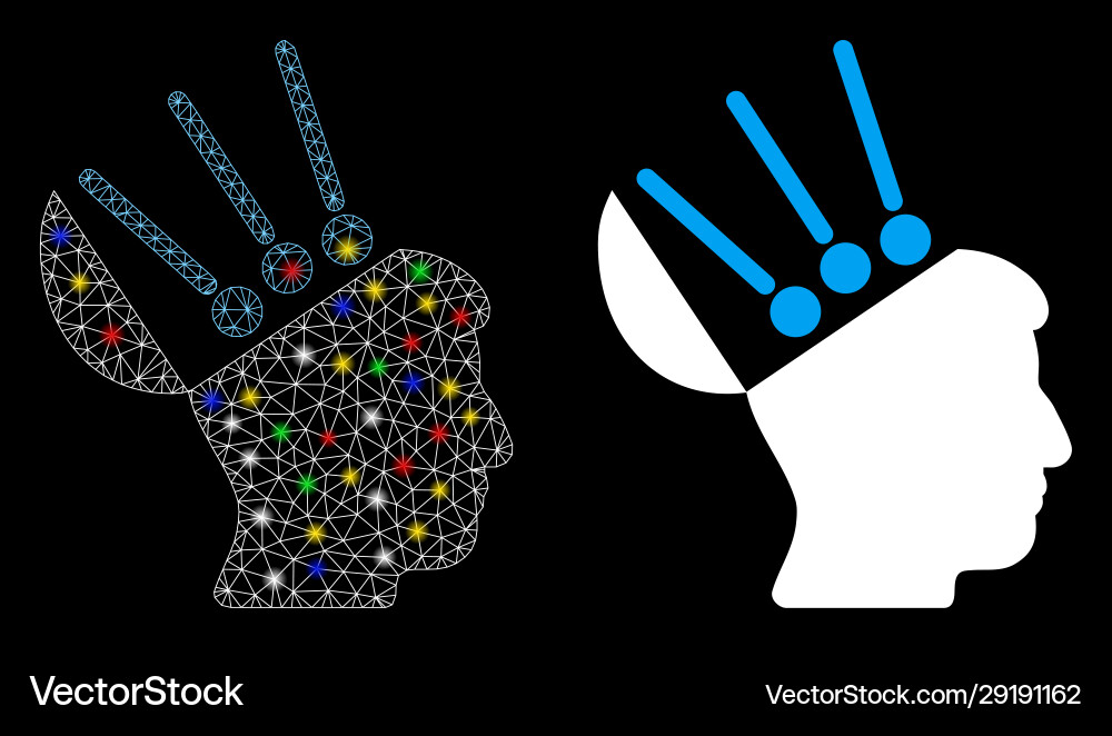 Glowing mesh network open mind interface icon vector image