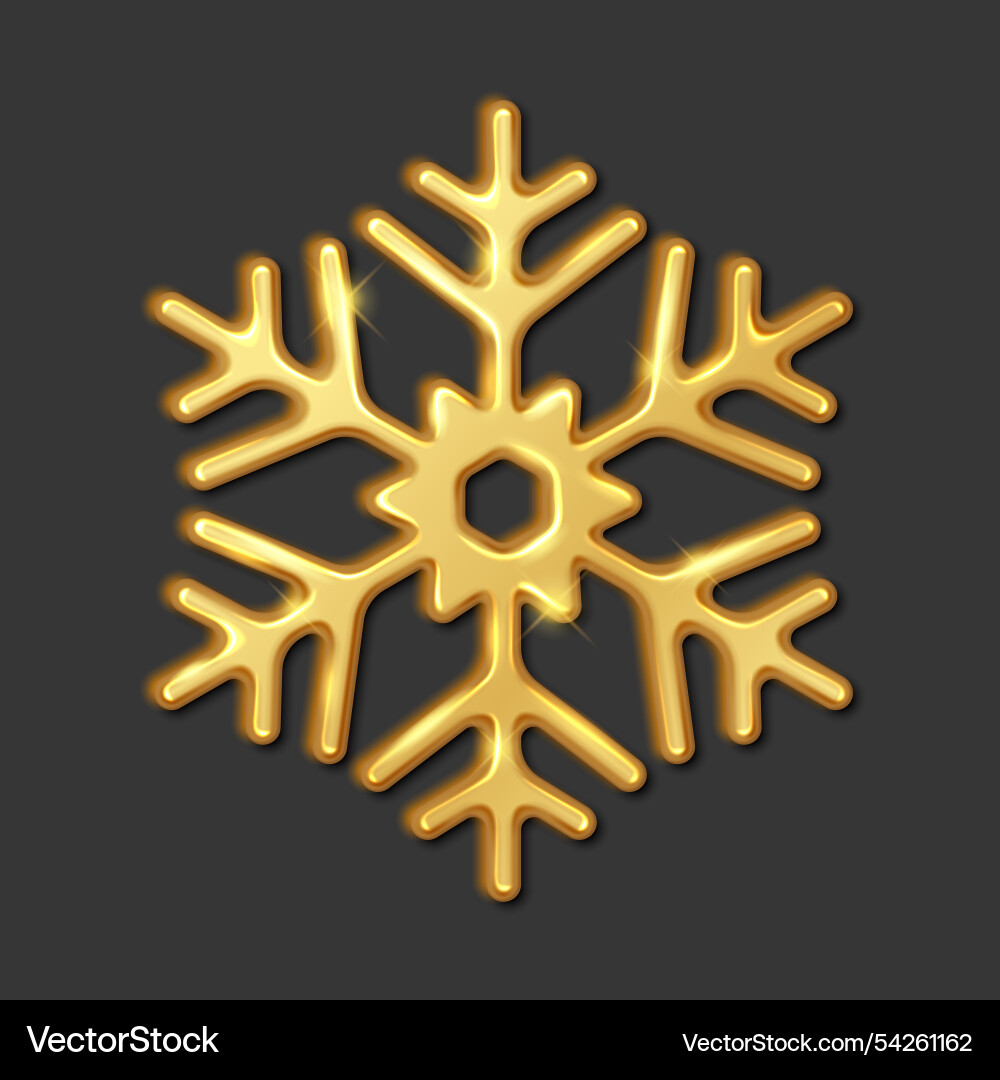 Golden snowflake with embossed effect Golden snowflake with embossed effect vector image