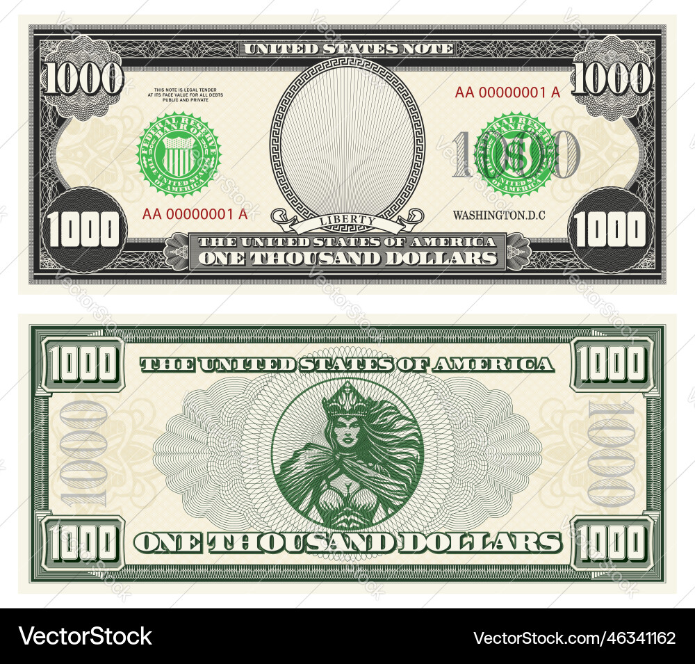 Gray banknote obverse and green reverse Royalty Free Vector