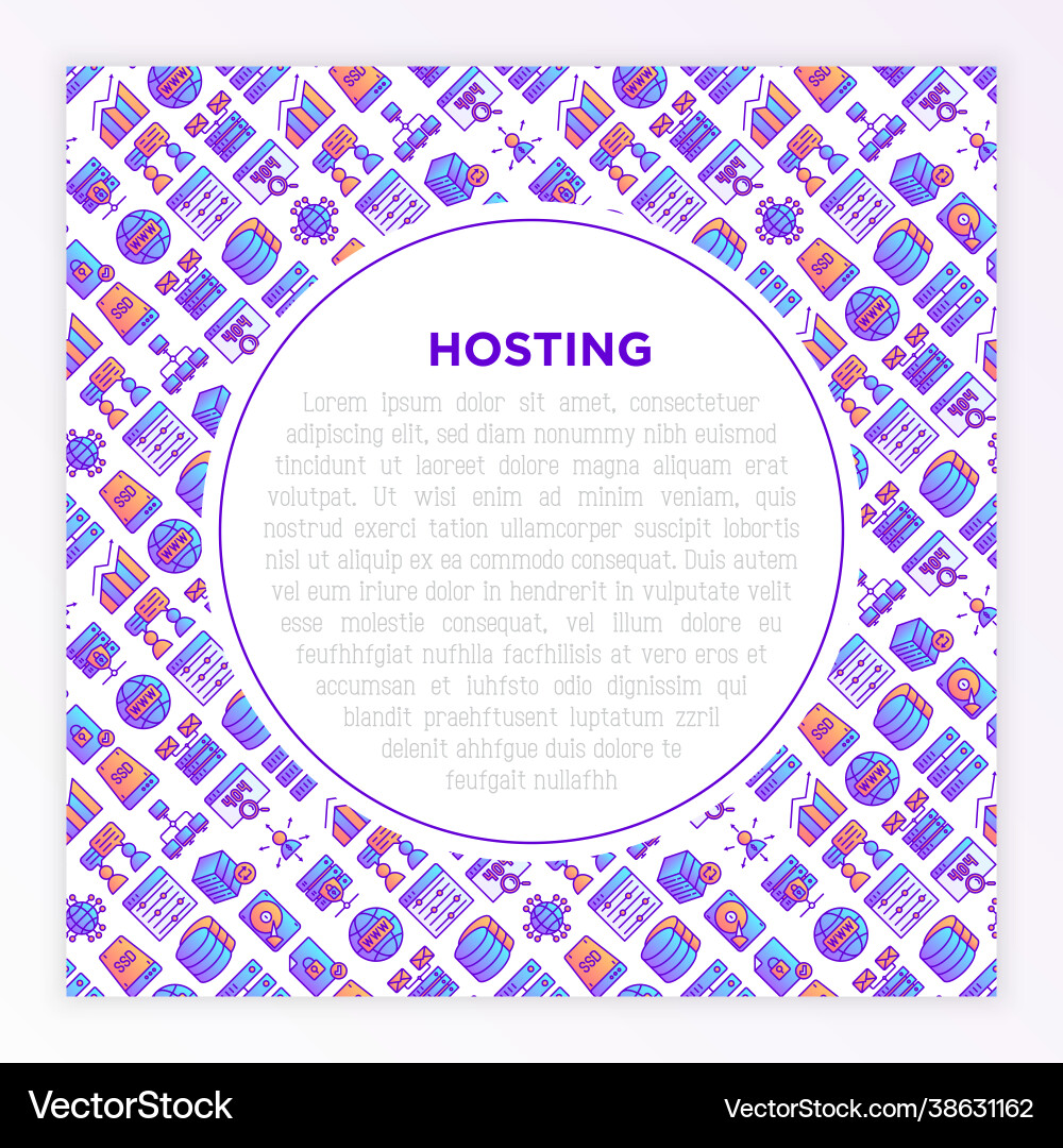 Hosting concept with thin line icons vps Hosting concept with thin line icons vps vector image