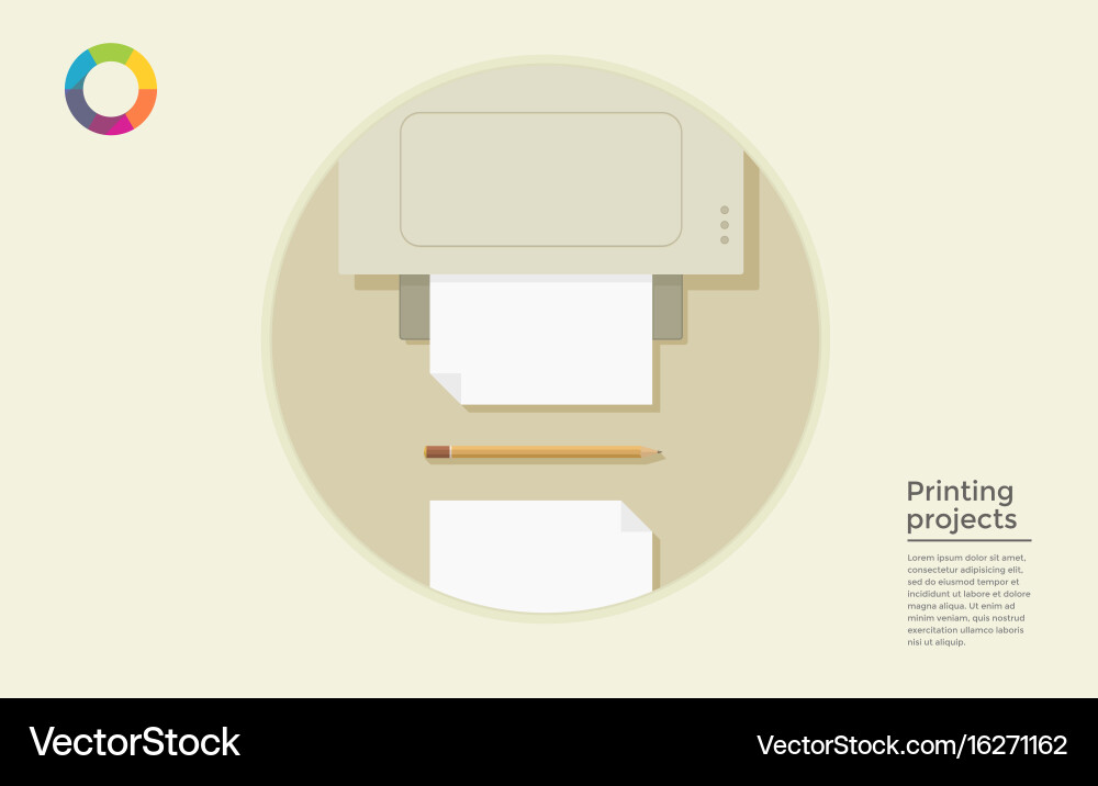 Printing project in circle vector image