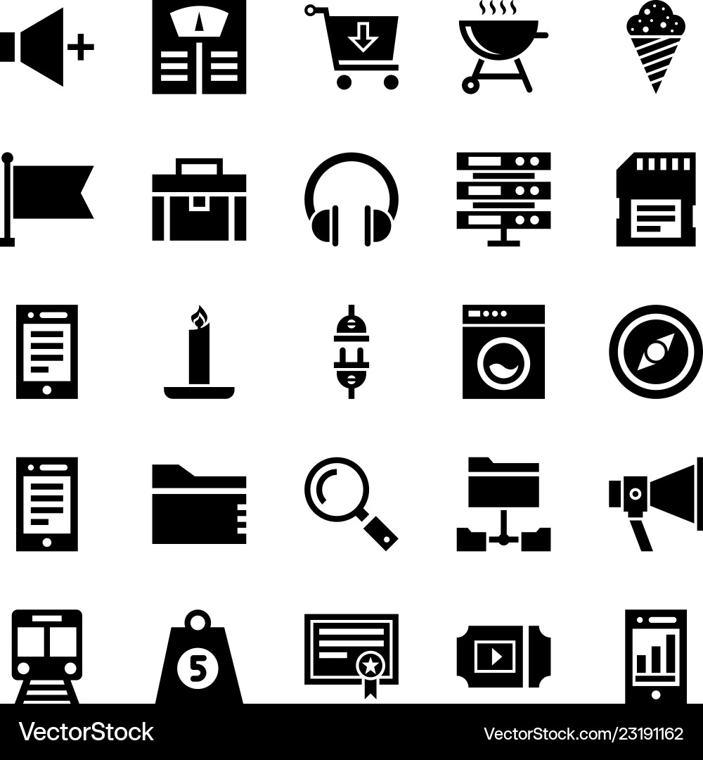 Responsive user interface solid icons vector image