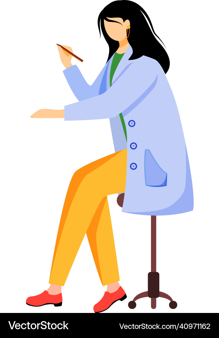 Scientist in blue lab coat flat creating schemes Scientist in blue lab coat flat creating schemes vector image