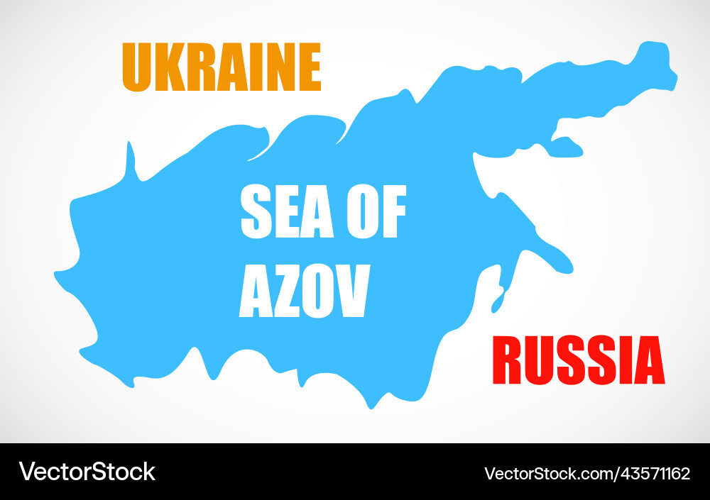 Sea of azov map boundaries with other Vector Image
