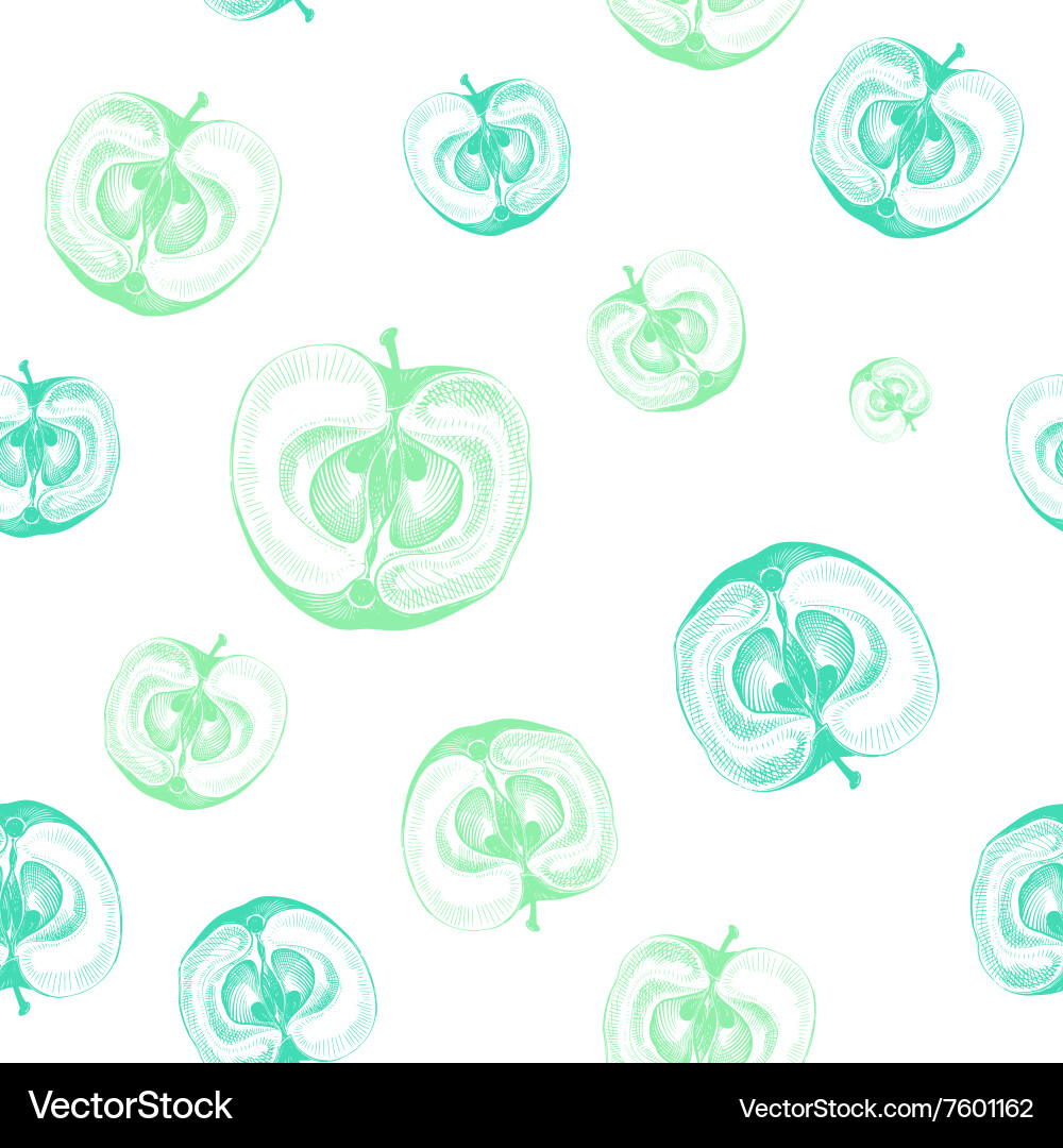 Seamless pattern with apples cut in half vector image