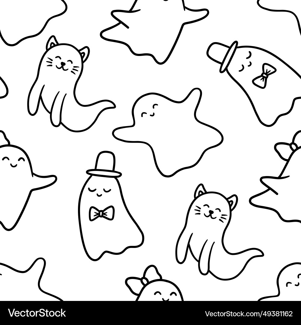 Seamless pattern with simple cute ghost Seamless pattern with simple cute ghost vector image