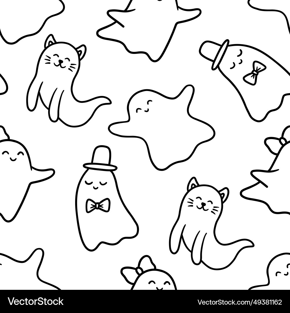 Seamless pattern with simple cute ghost vector image