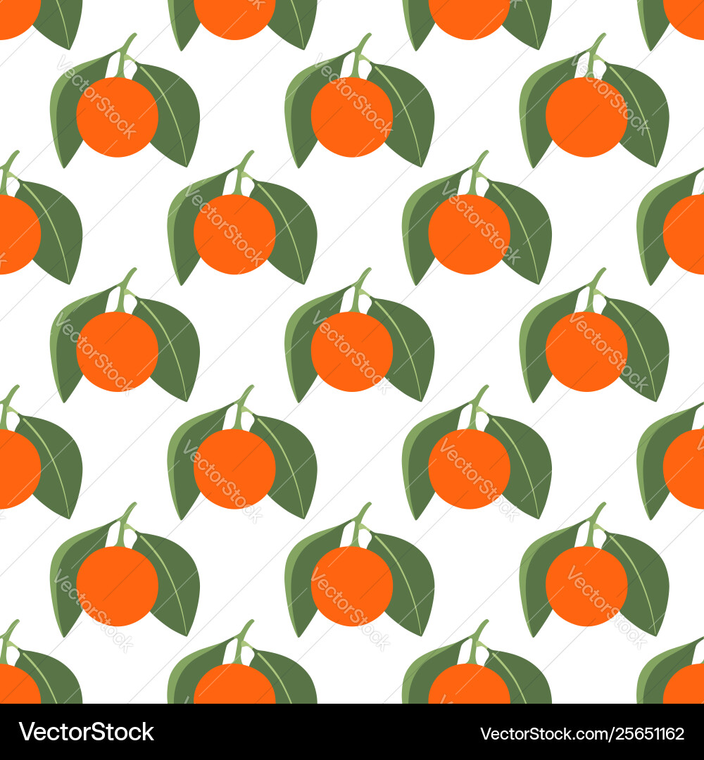 Seamless pattern with tangerines and leaves Seamless pattern with tangerines and leaves vector image
