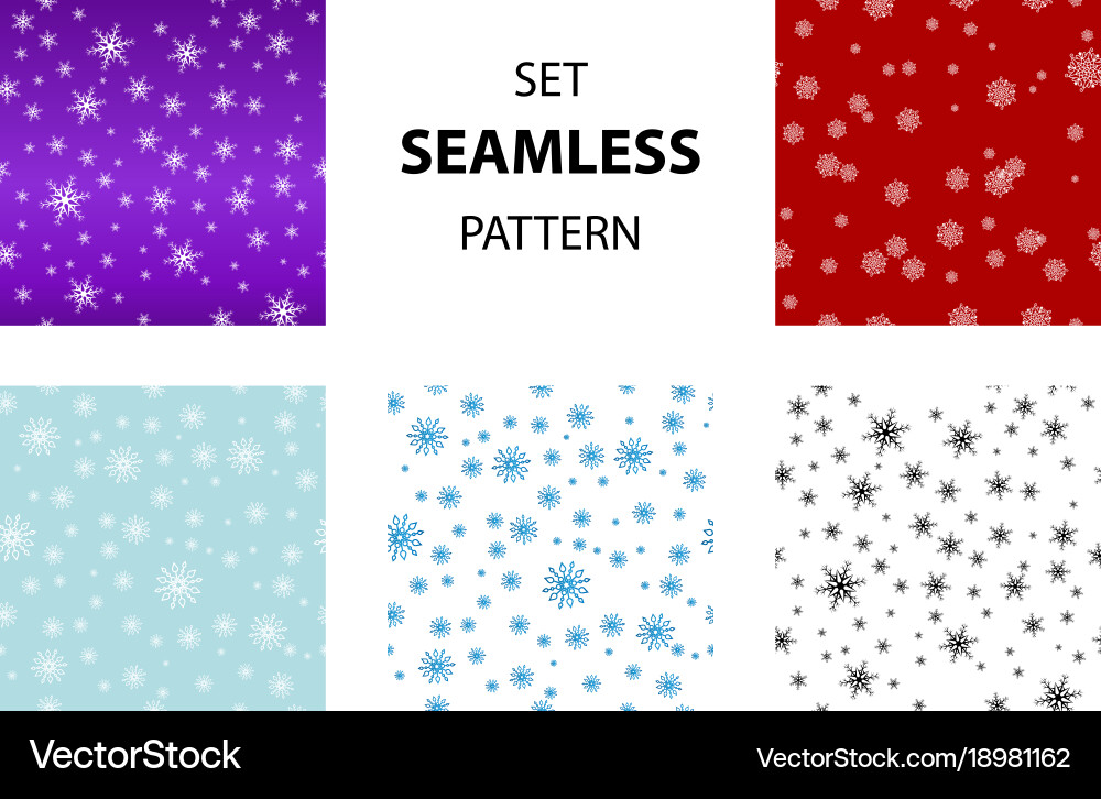 Set snowflake pattern vector image