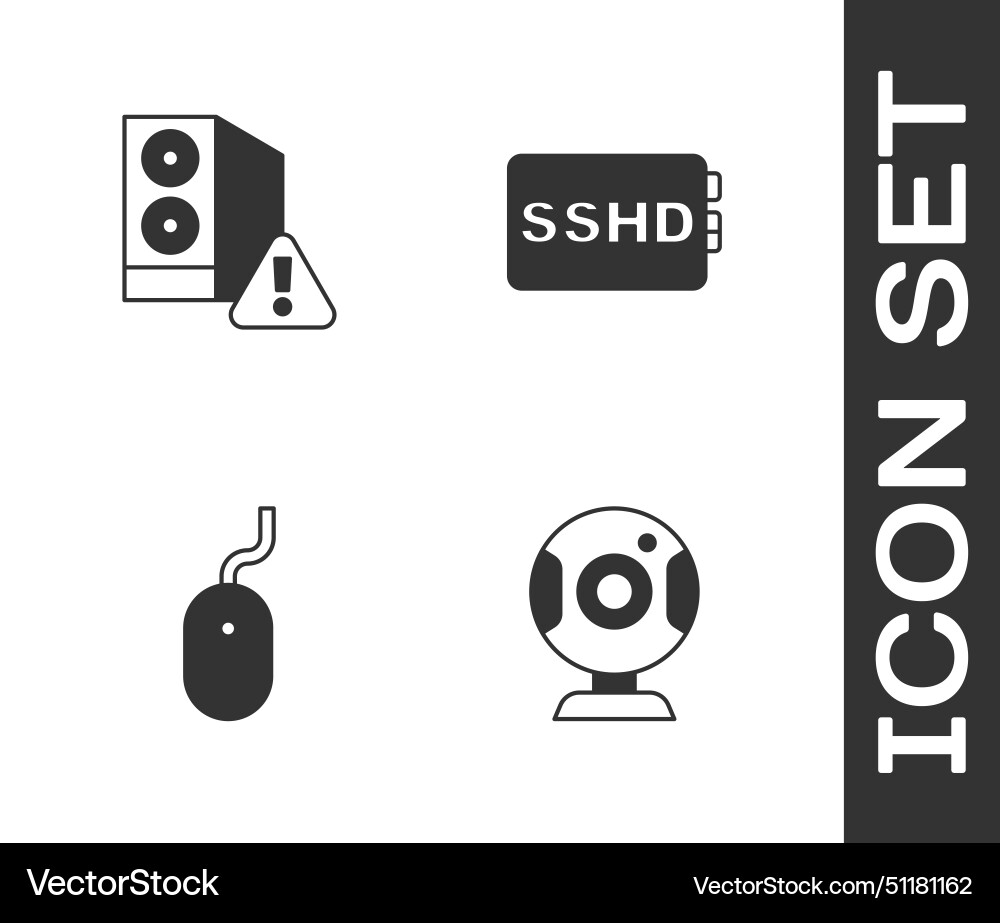 Set web camera case of computer mouse Set web camera case of computer mouse vector image