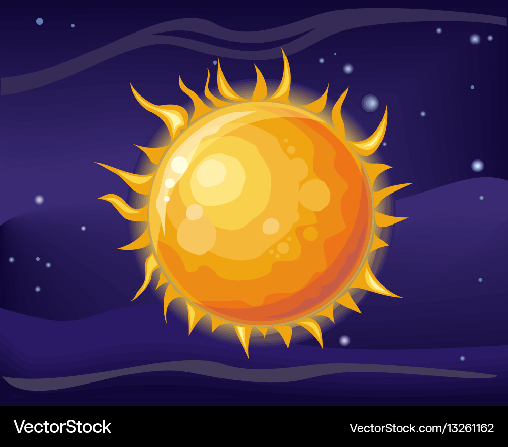 Sun in space background vector image