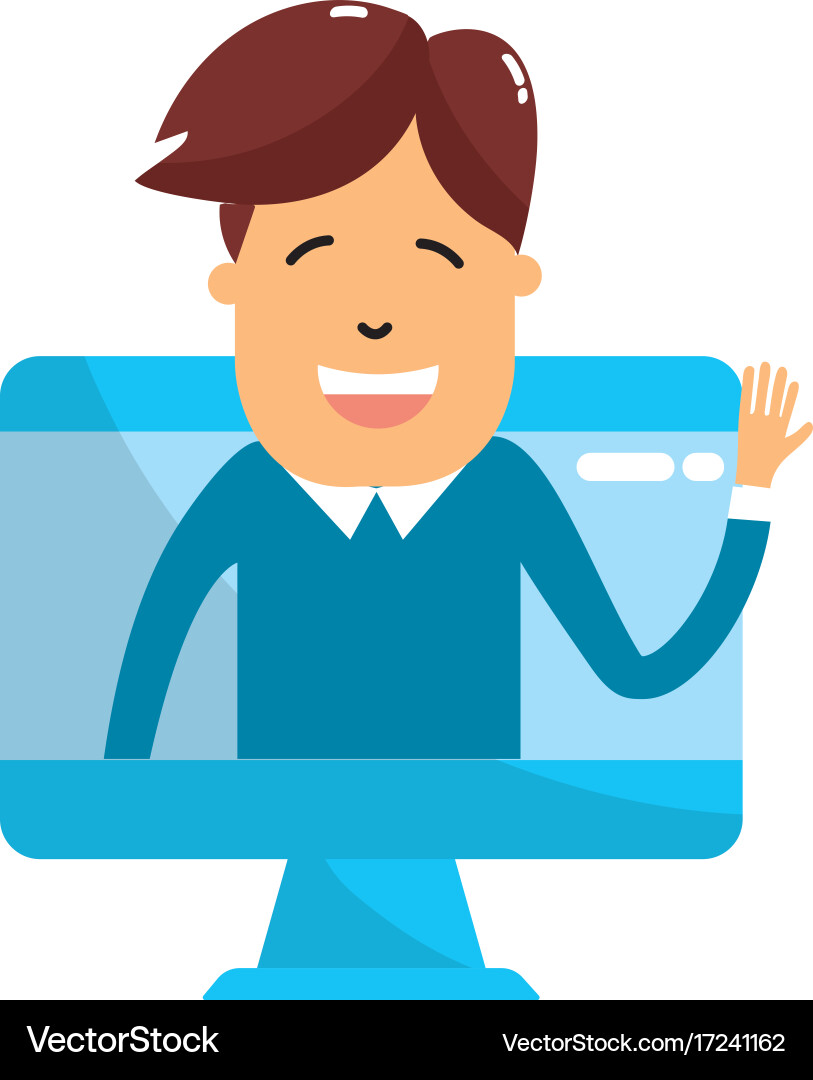 Technology computer with man inside Vector Image