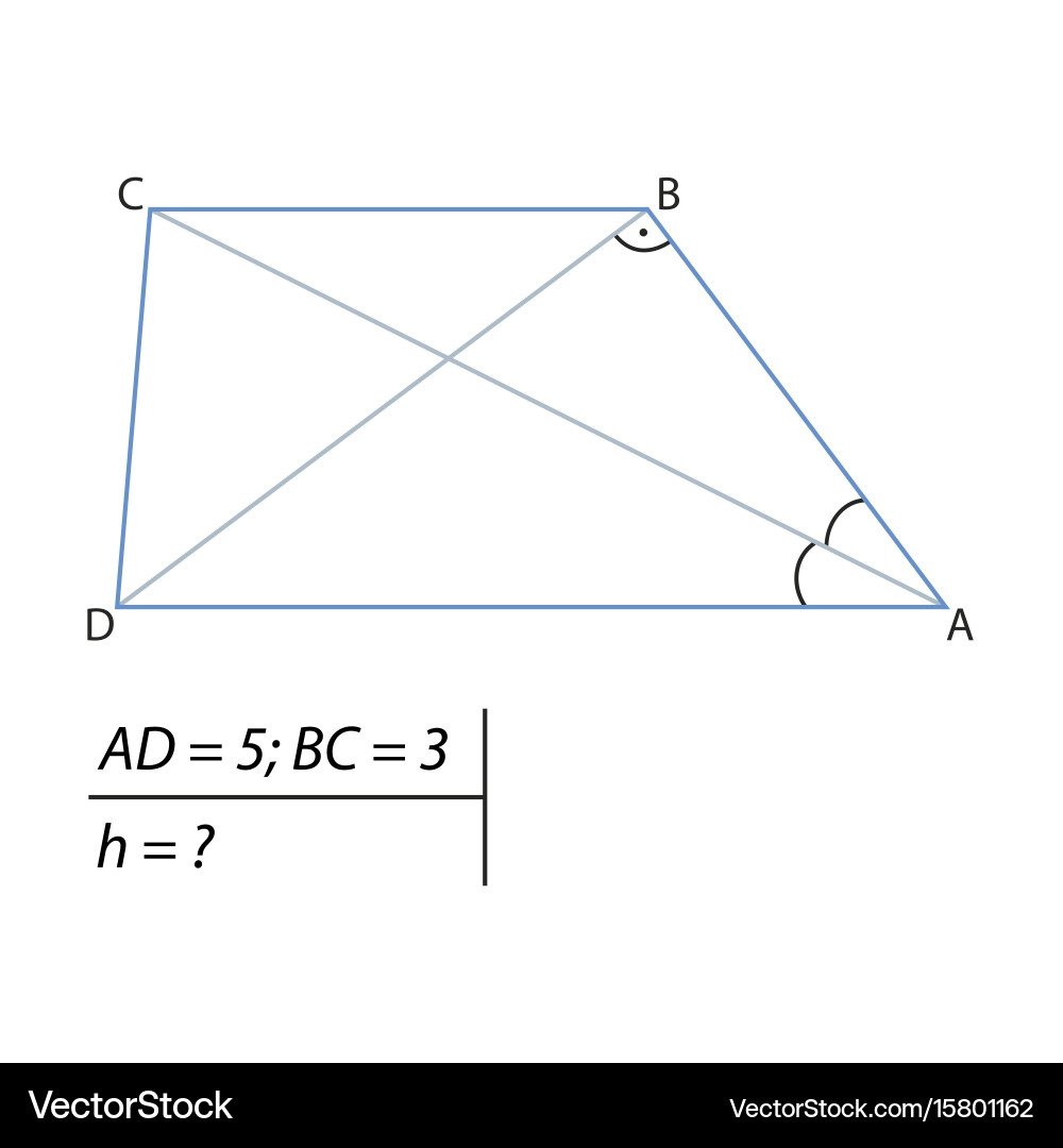 Trapezoid Height Calculation - Pythagorean Theorem vector image