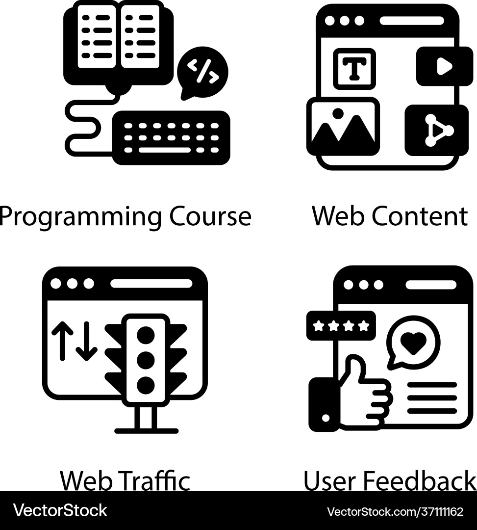 Web and computing in solid icons style vector image