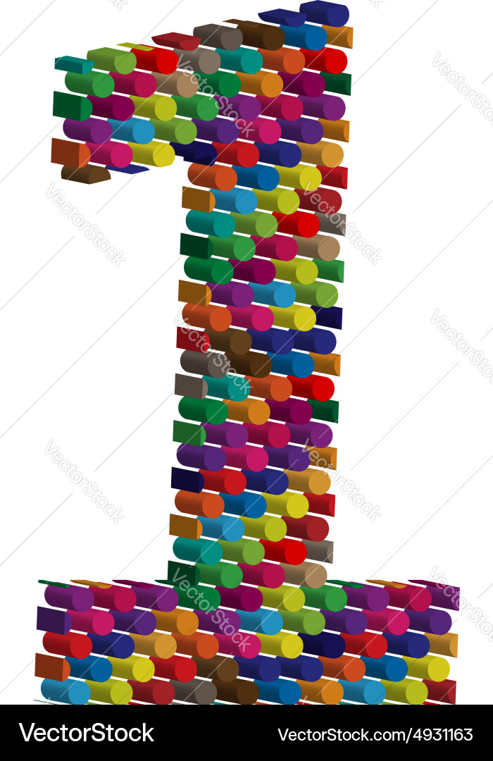 3d font number 1 Vector Image