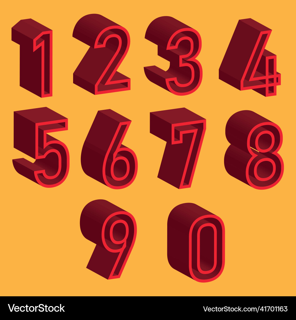 3d number collection file Vector Image