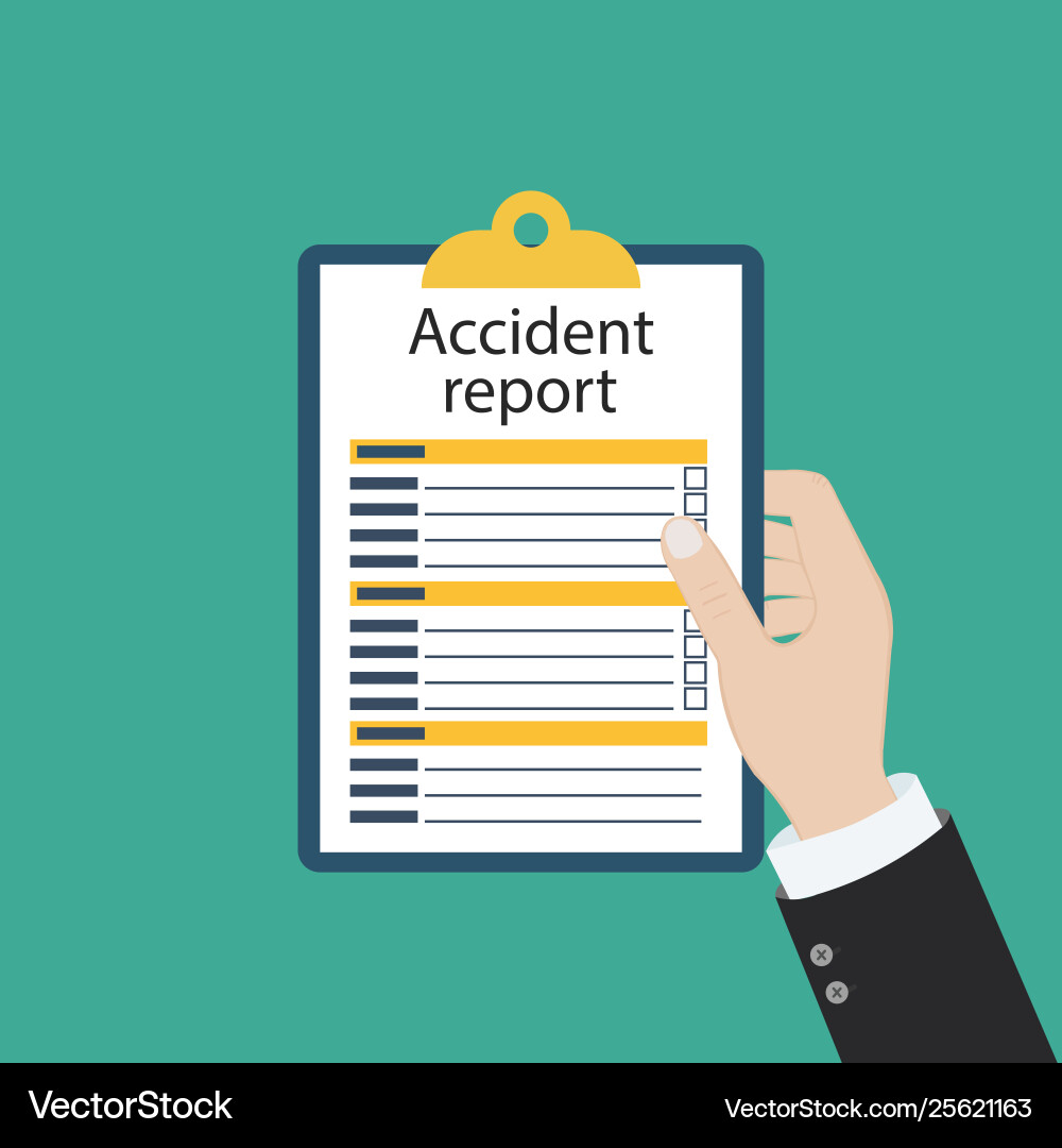 Accident report form man write application pen vector image