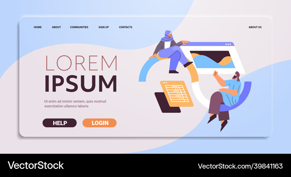 Arab developers creating website ui interface web Arab developers creating website ui interface web vector image