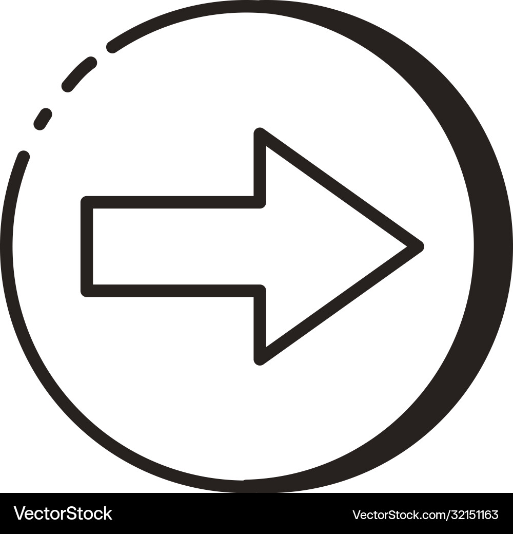 Arrow right direction button line style icon Vector Image