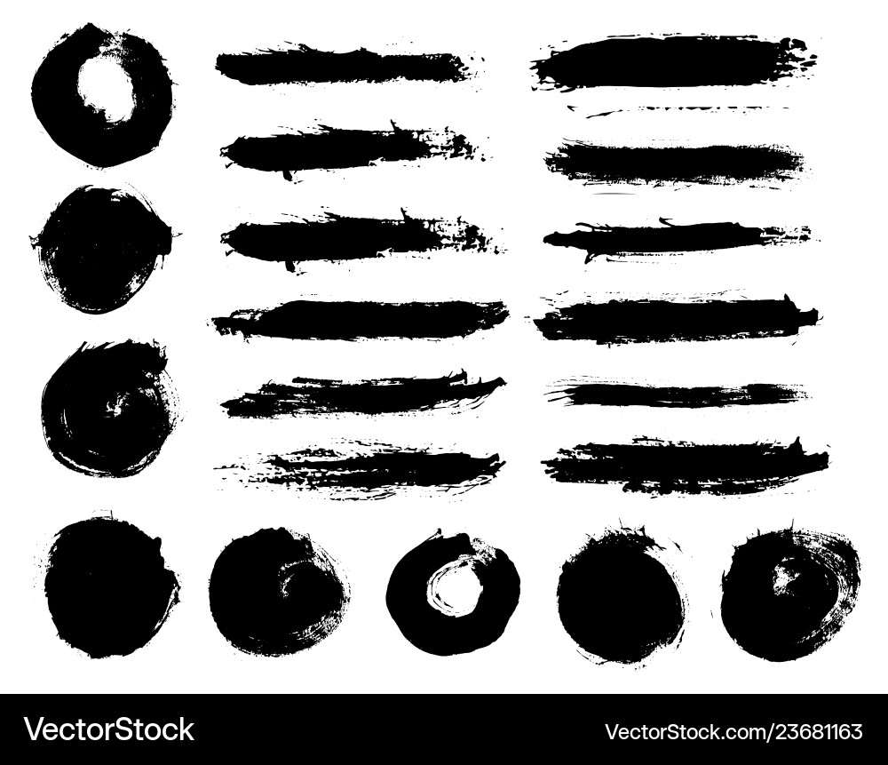 Brush strokes set painted isolated objects Vector Image