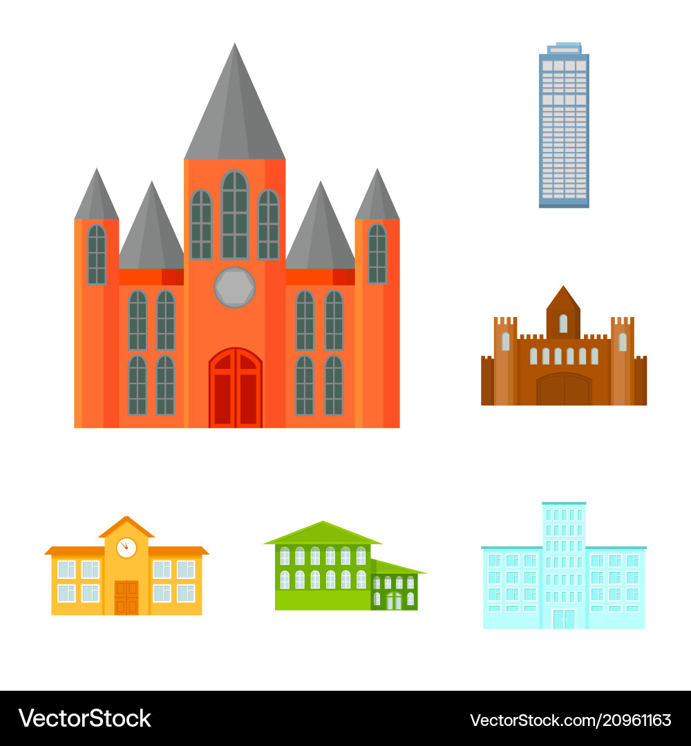 Building and architecture cartoon icons in set Vector Image