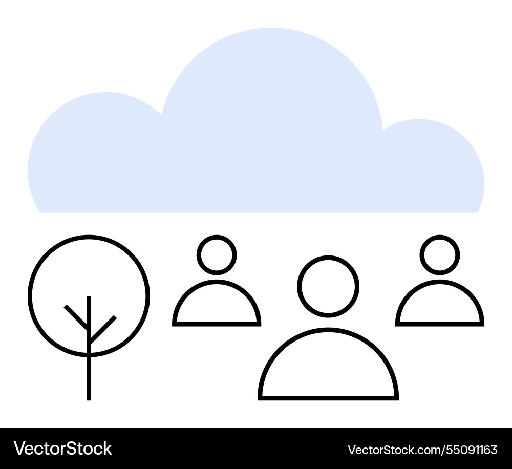 Community connection under a cloud with minimalist Community connection under a cloud with minimalist vector image