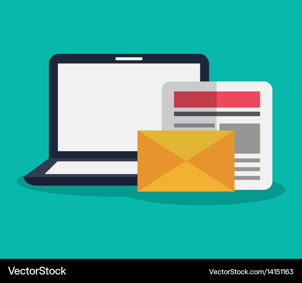 Computer with instant messaging related icons vector image