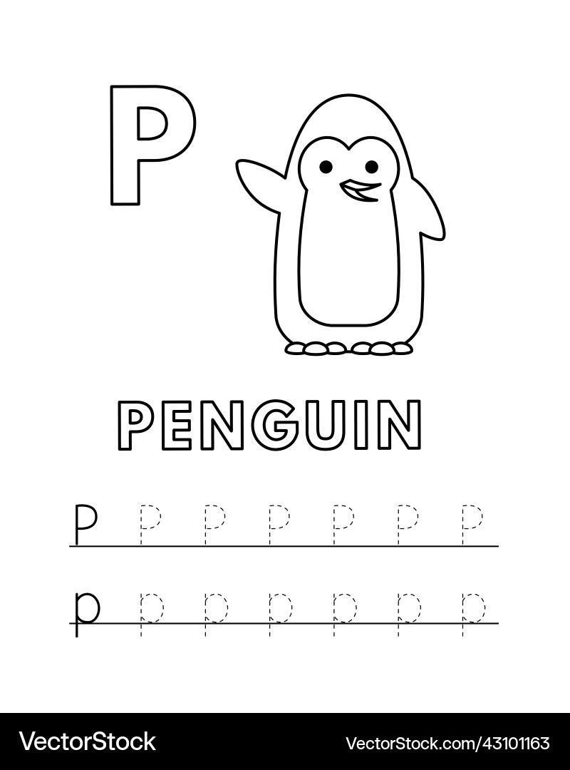 Cute cartoon animals alphabet and tracing Cute cartoon animals alphabet and tracing vector image