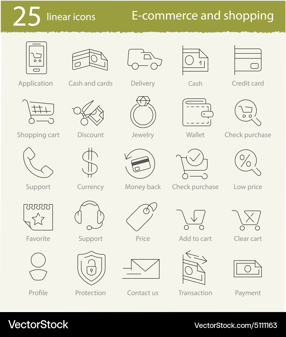 E-commerce shopping and web store thin line icons Vector Image