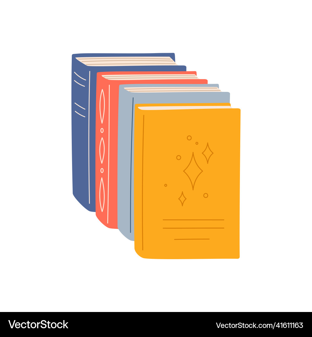 Encyclopedia or library textbooks standing in row Encyclopedia or library textbooks standing in row vector image