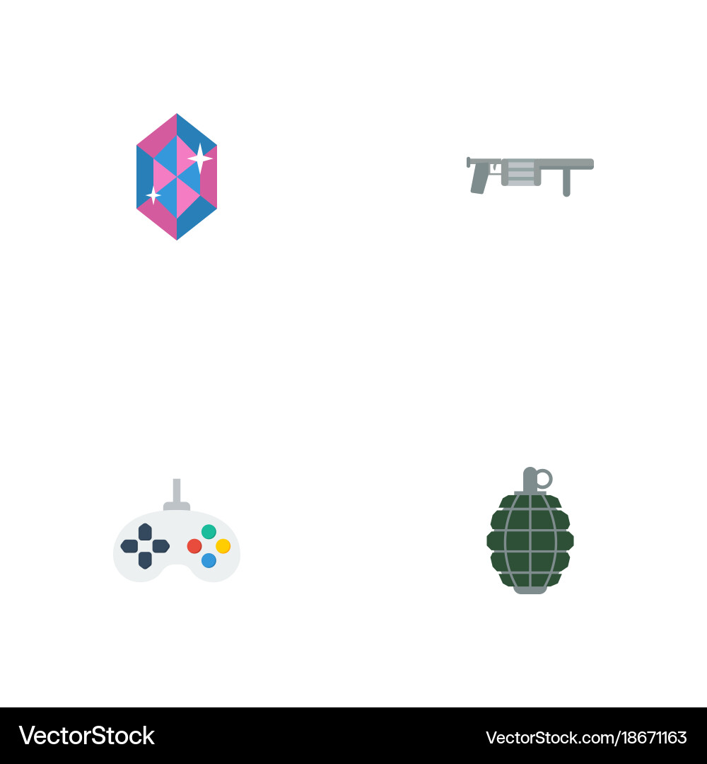 Flat icons dynamite game handgun elements Vector Image