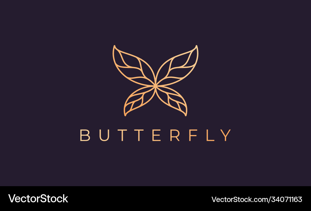 Gold butterfly logo template with luxurious shape Gold butterfly logo template with luxurious shape vector image