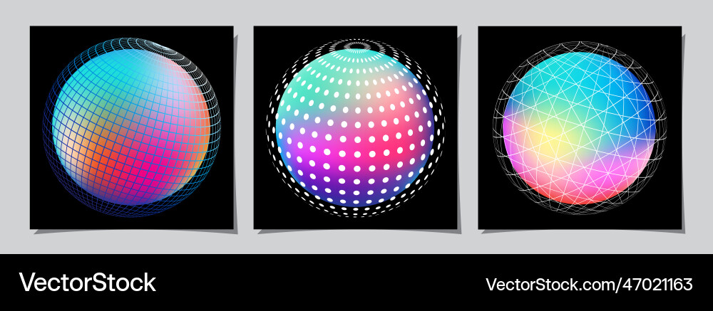Gradient spherical grid and dot set Gradient spherical grid and dot set Vector Image