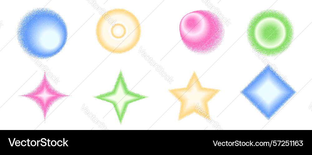 Grain color gradient geometric shape set y2k vector image