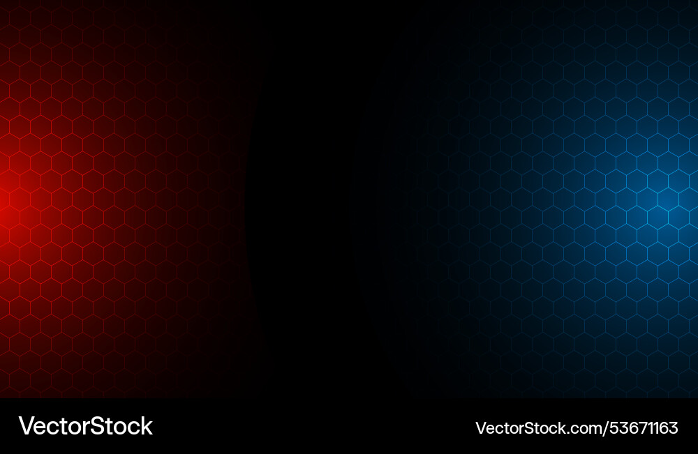 Hexagonal pattern on dark background with red vector image