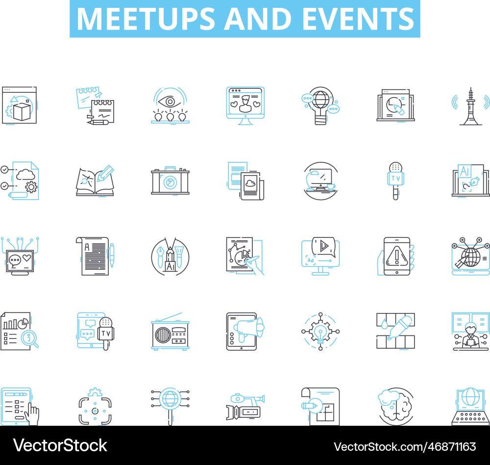 Meetups and events linear icons set nerking Meetups and events linear icons set nerking Vector Image